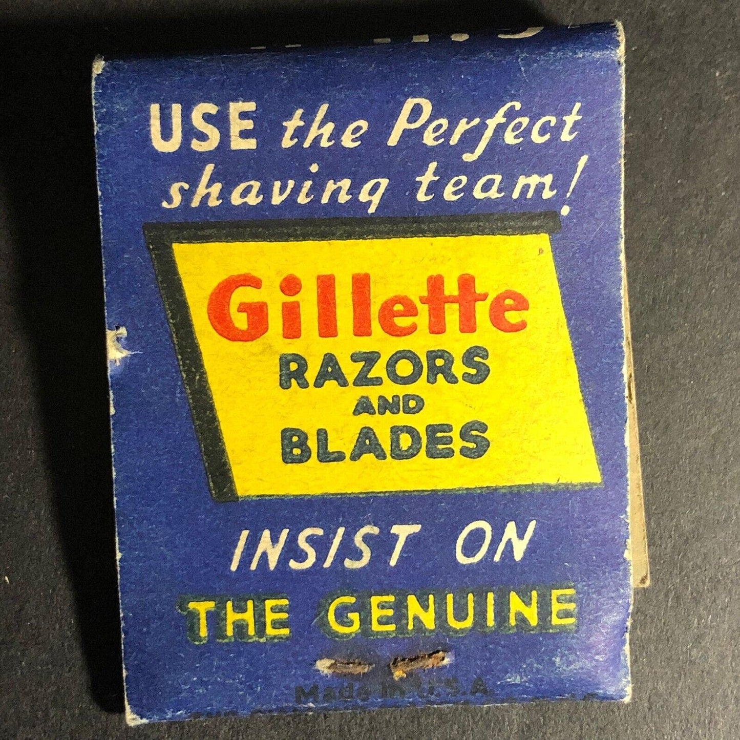 Gillette Razors and Blades Matchbook c1930's-40's Full 20-Strike - Damage
