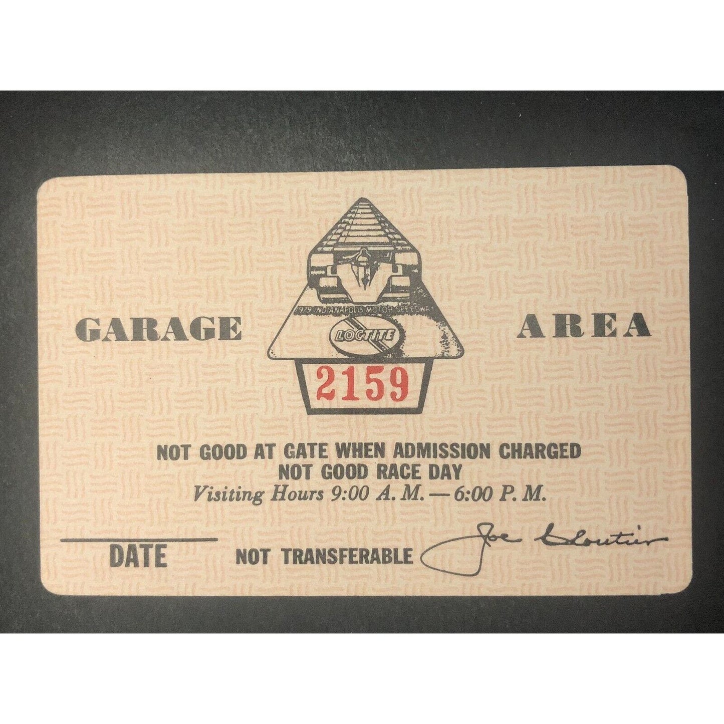 Indianapolis Motor Speedway IMS 1979 Garage Area Pass - Unused #2159