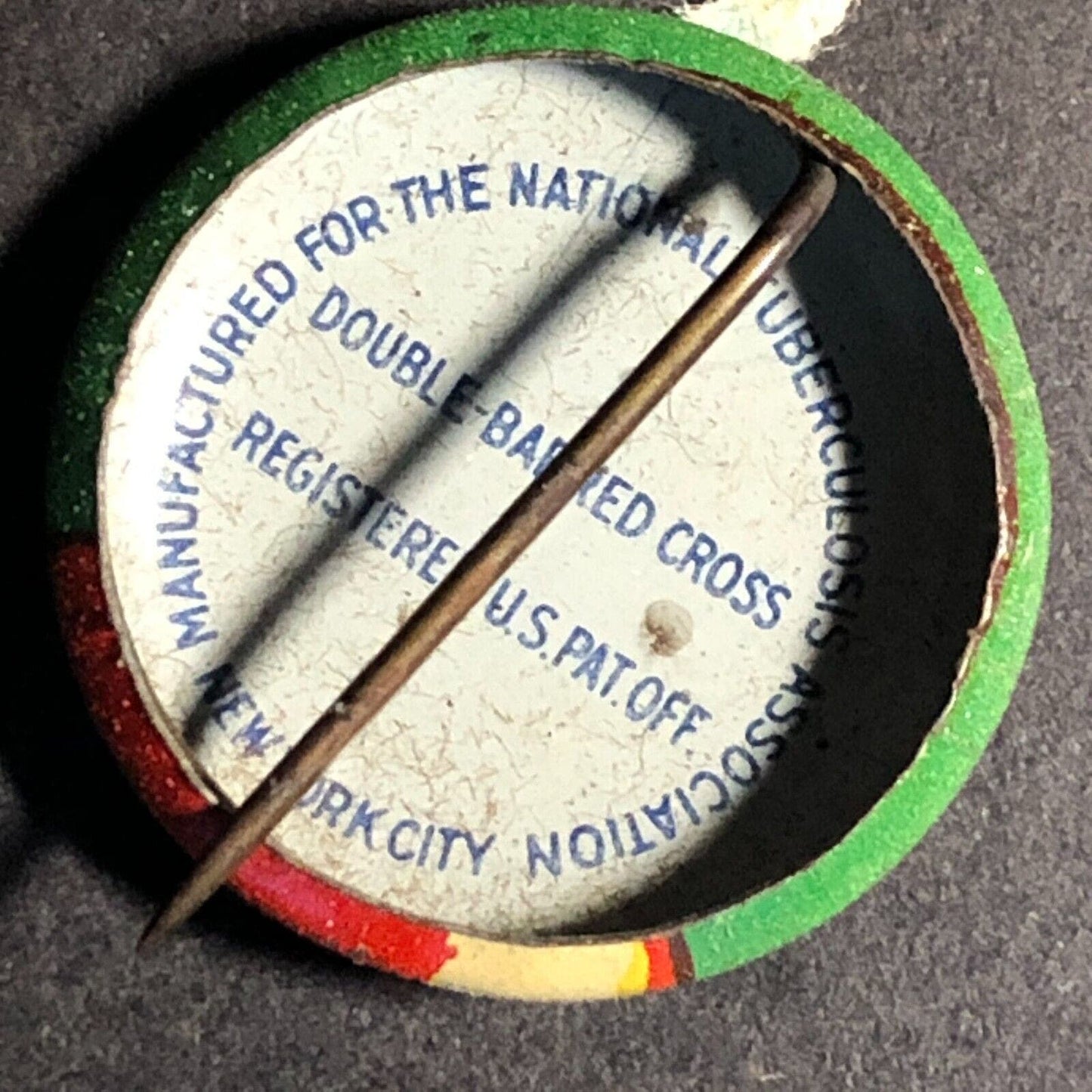 National Tuberculous Assoc. Santa Sm.Celluloid Steel Pinback Button c1930's-40's
