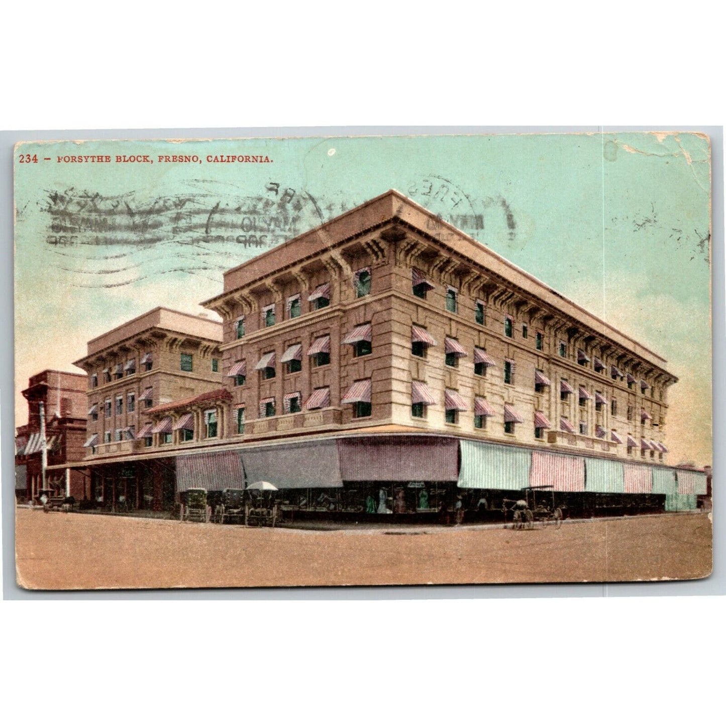 Vintage c1910 Postcard - Forsythe Block, Fresno, CA