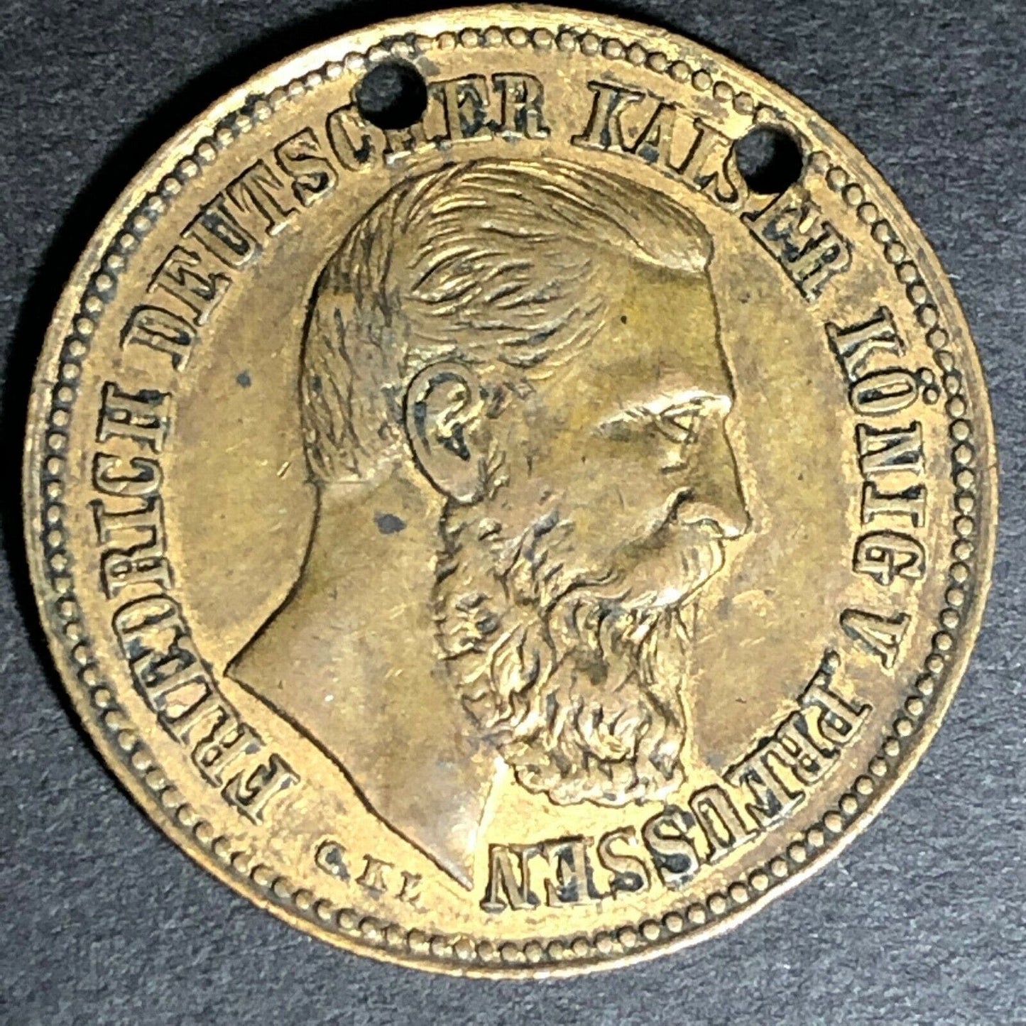 1888 27mm Riedrich Deutscher Kaiser König v Preussen Medal Attrib. Elsig Lauer