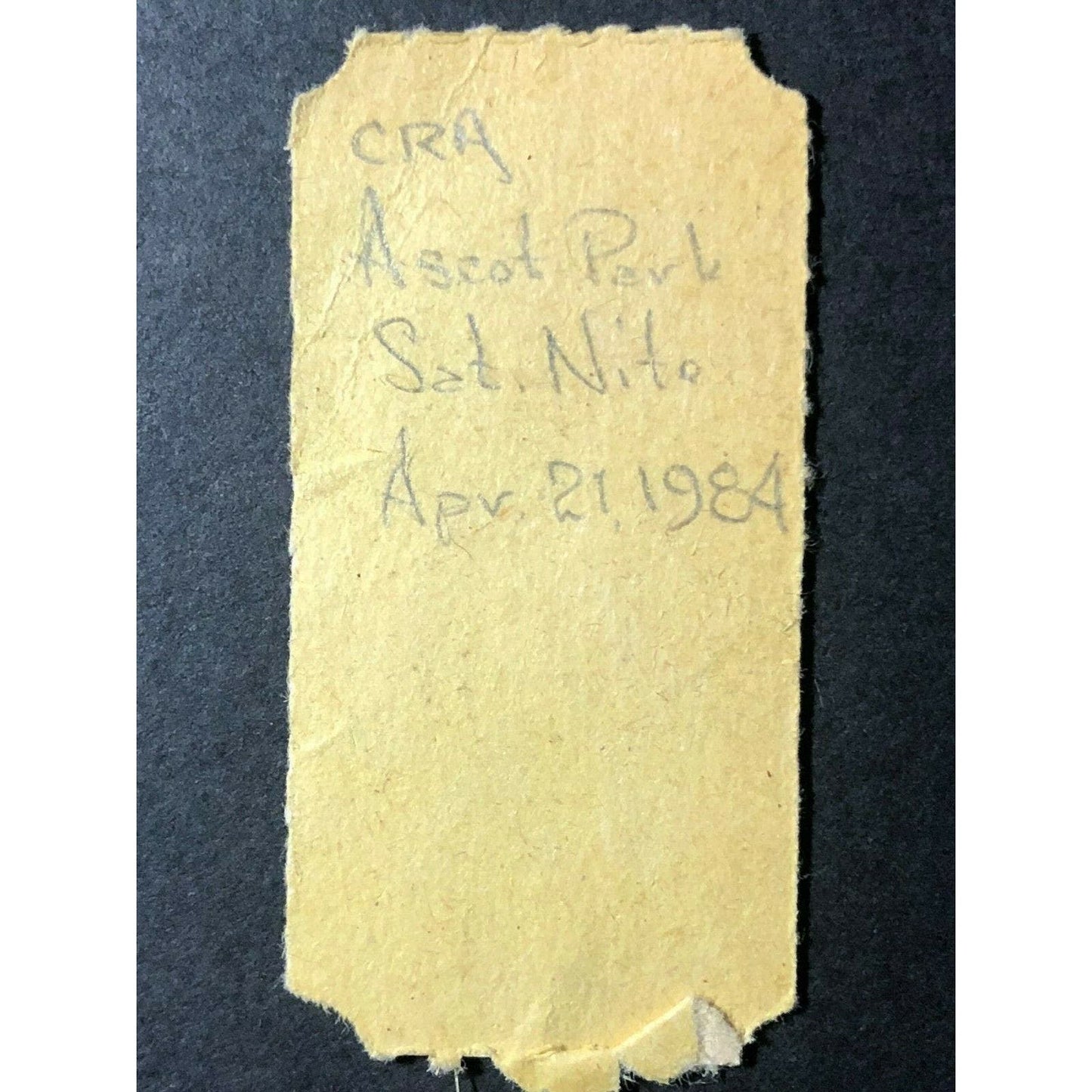 Vintage CRA Race Racing Ticket New Ascot April 21 1984