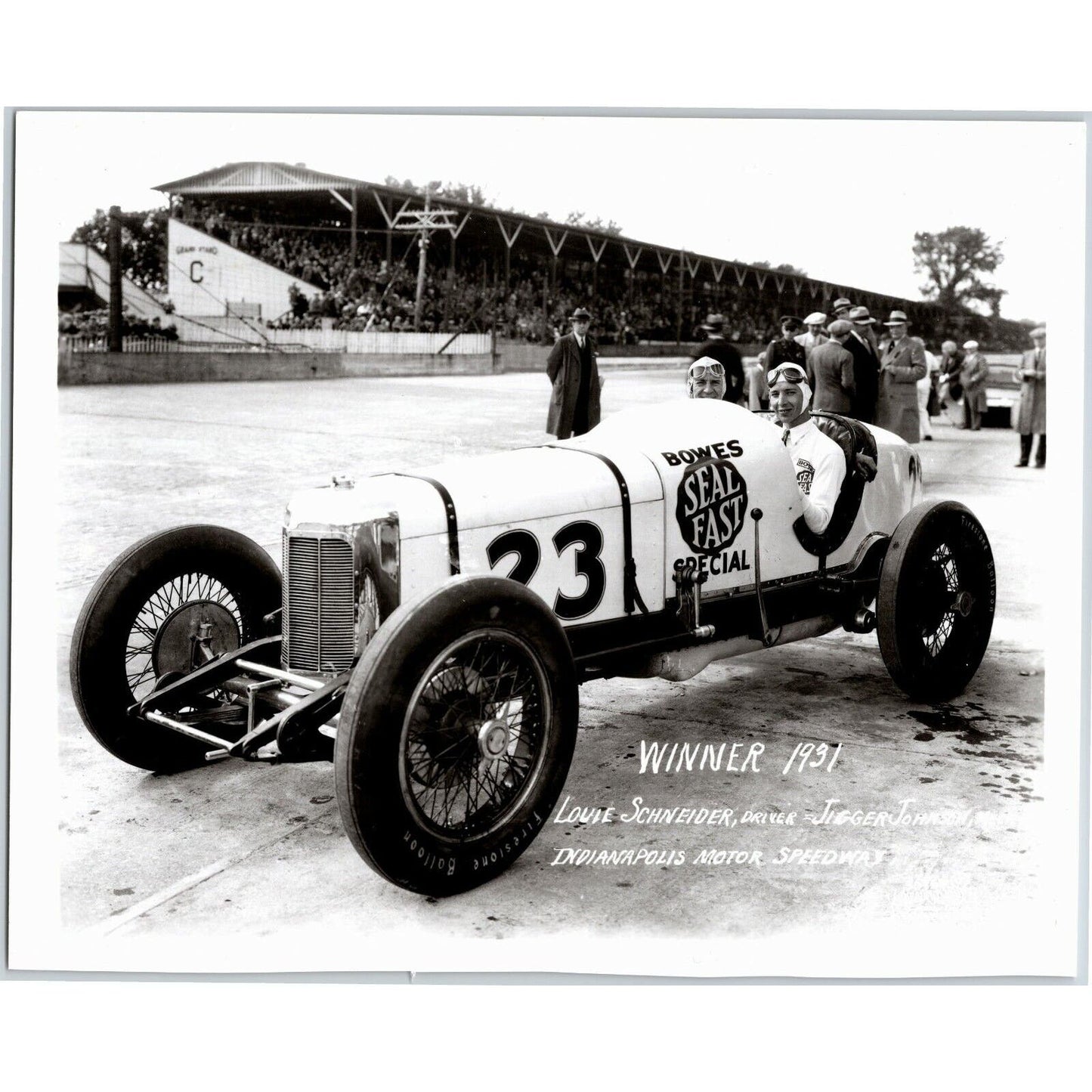 Louis Schneider Indy 500 Winner 1931 - 8 x 10 Glossy B&W Photograph VGC Stamped