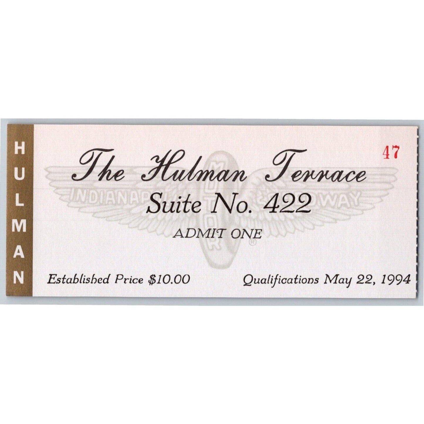 1994 Indy 500 Hulman Terrace Qualifications Day Ticket Stub - Indianapolis #47