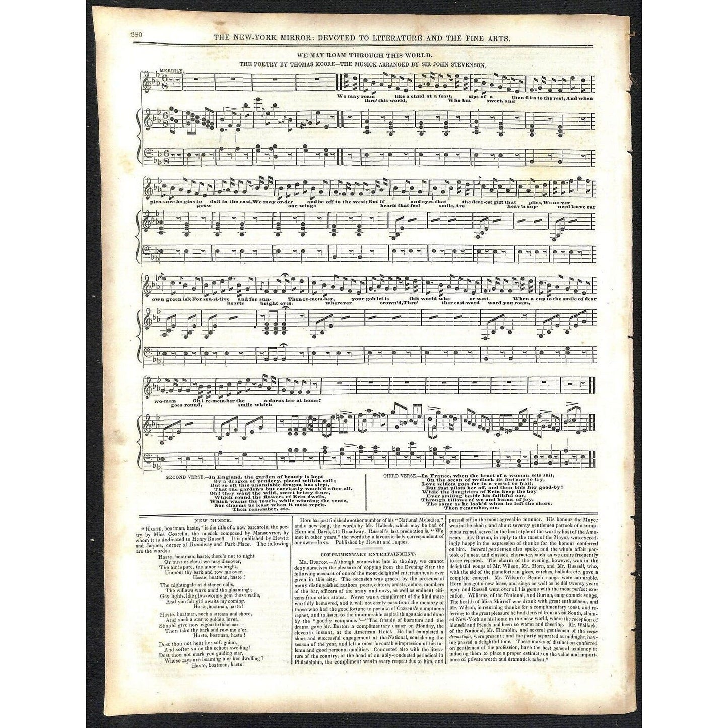 New-York Mirror Weekly Journal Literature Fine Arts Newspaper 2/23/1839