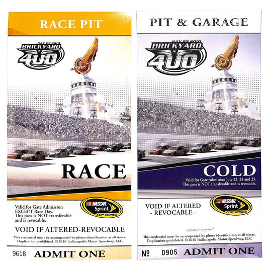 2010 Brickyard 400 Pit / Garage / Race Pit Passes Lanyard The Ron Burton Estate