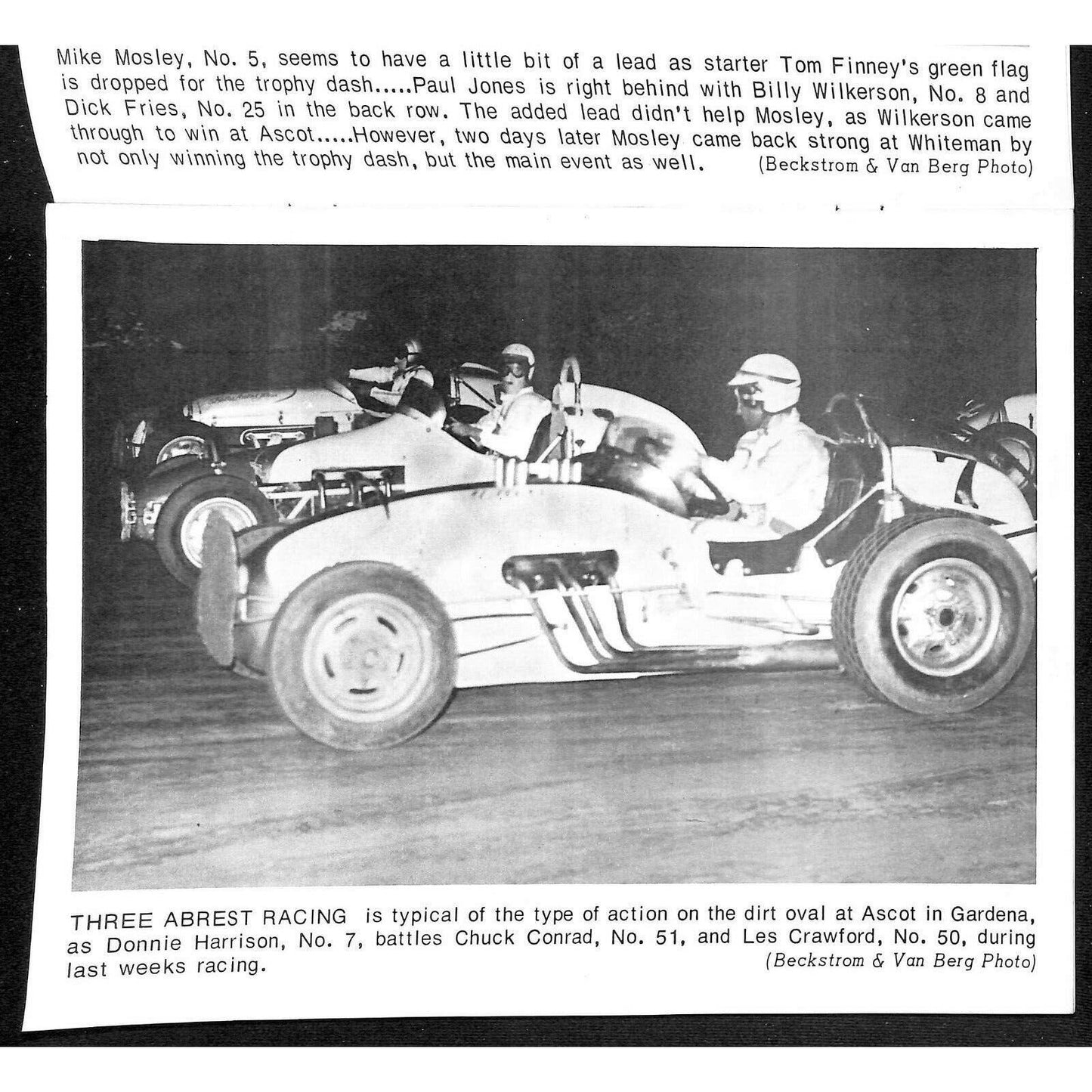 Scarce 7/30 1966 Sprint Car Auto Racing CRA Program Whiteman Speedway 16pp.