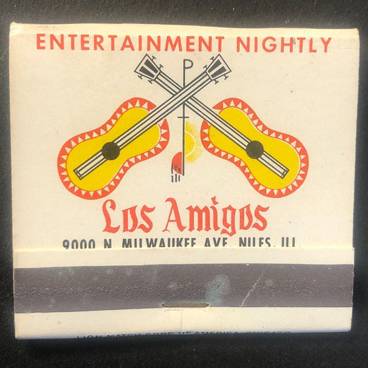 Los Amigos Restaurant Niles, IL Vintage Full Matchbook c1960's-73 Scarce VGC