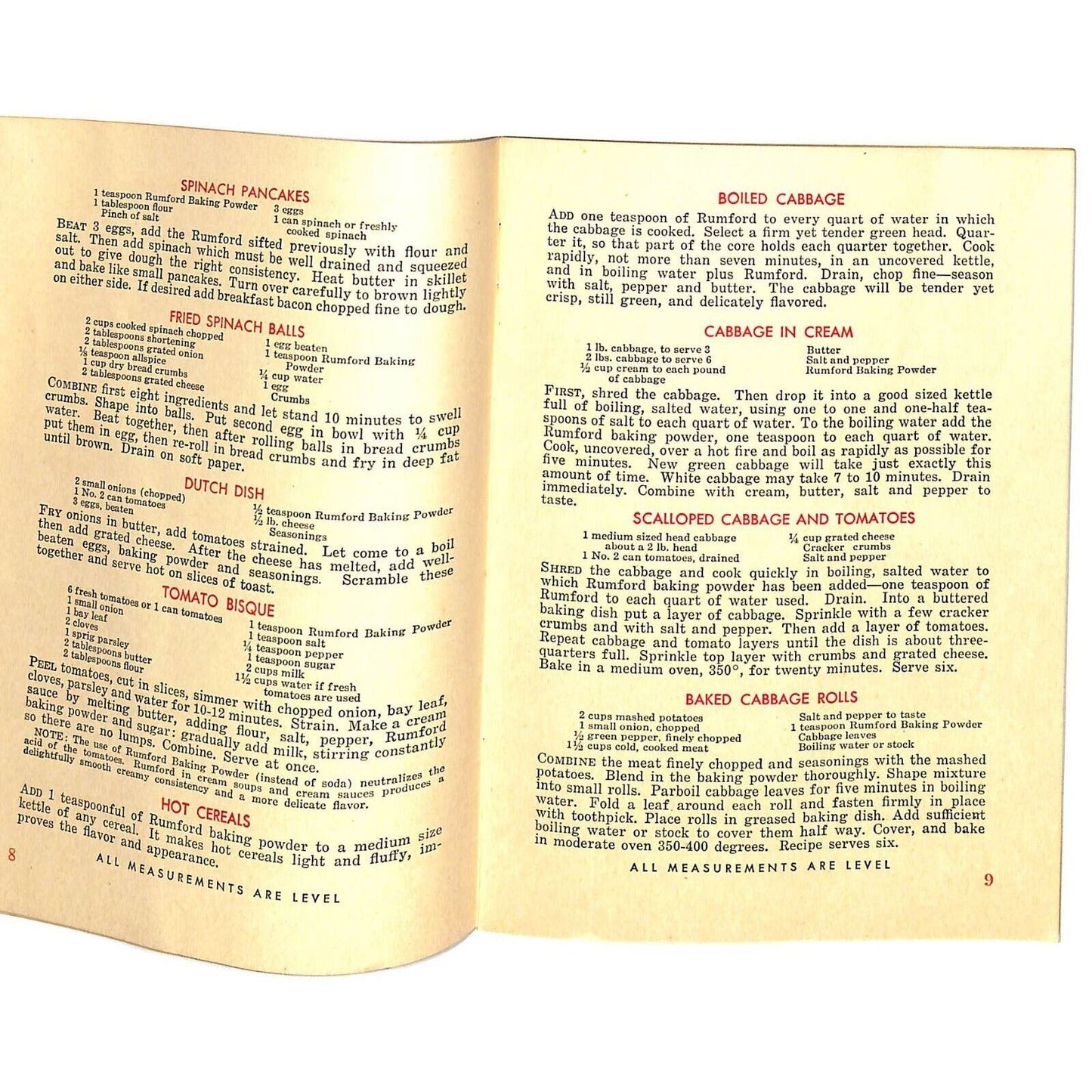 Rumford Baking Soda "New Use Cook Book" Booklet 32pp 1935
