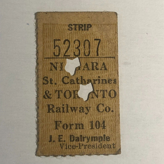 Niagara St. Catharines & Toronto Railway (1899-1959) Ticket #52307 Very Scarce