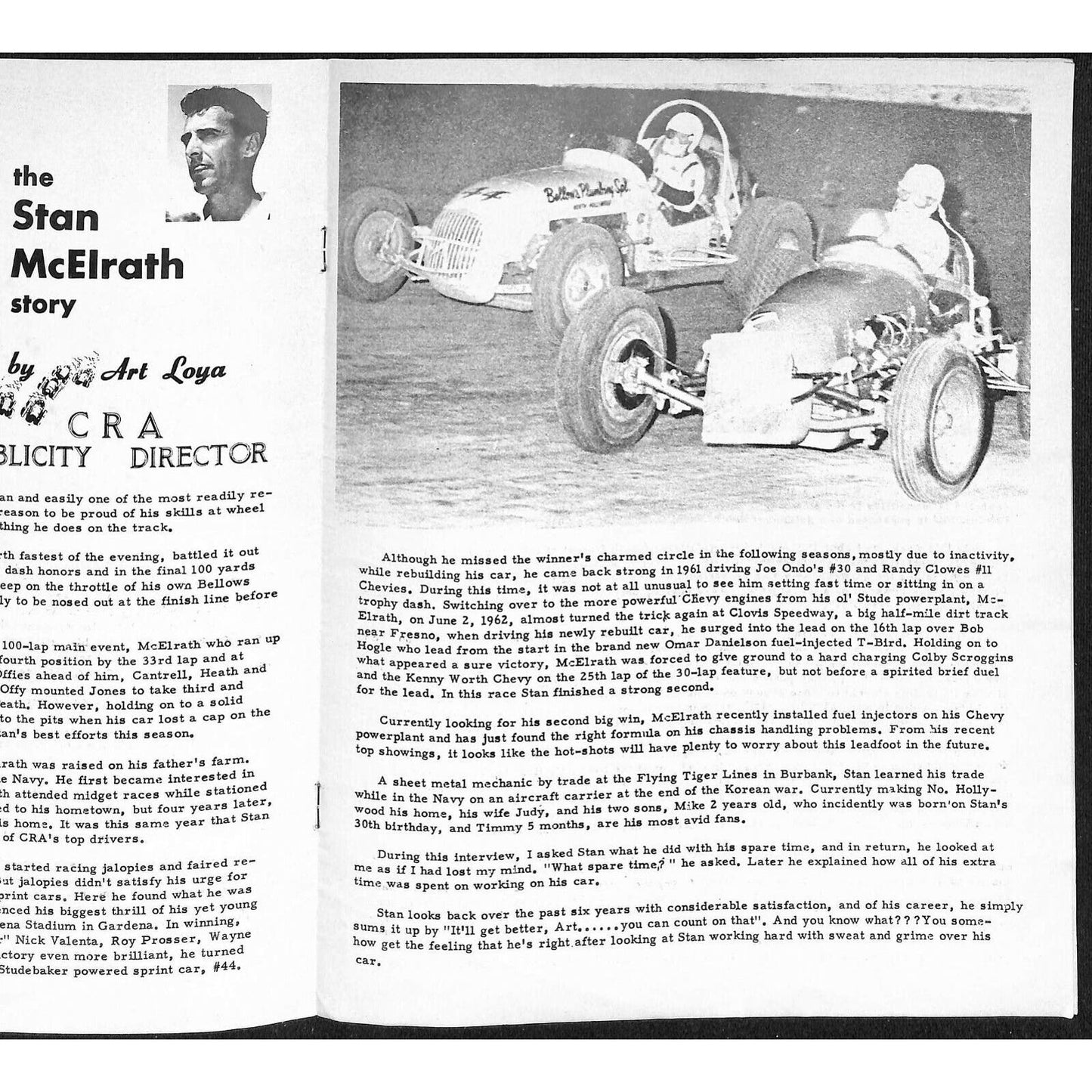 Scarce 9/8 1962 Big Car Auto CRA Racing Program Ascot Park Gardena 8pp