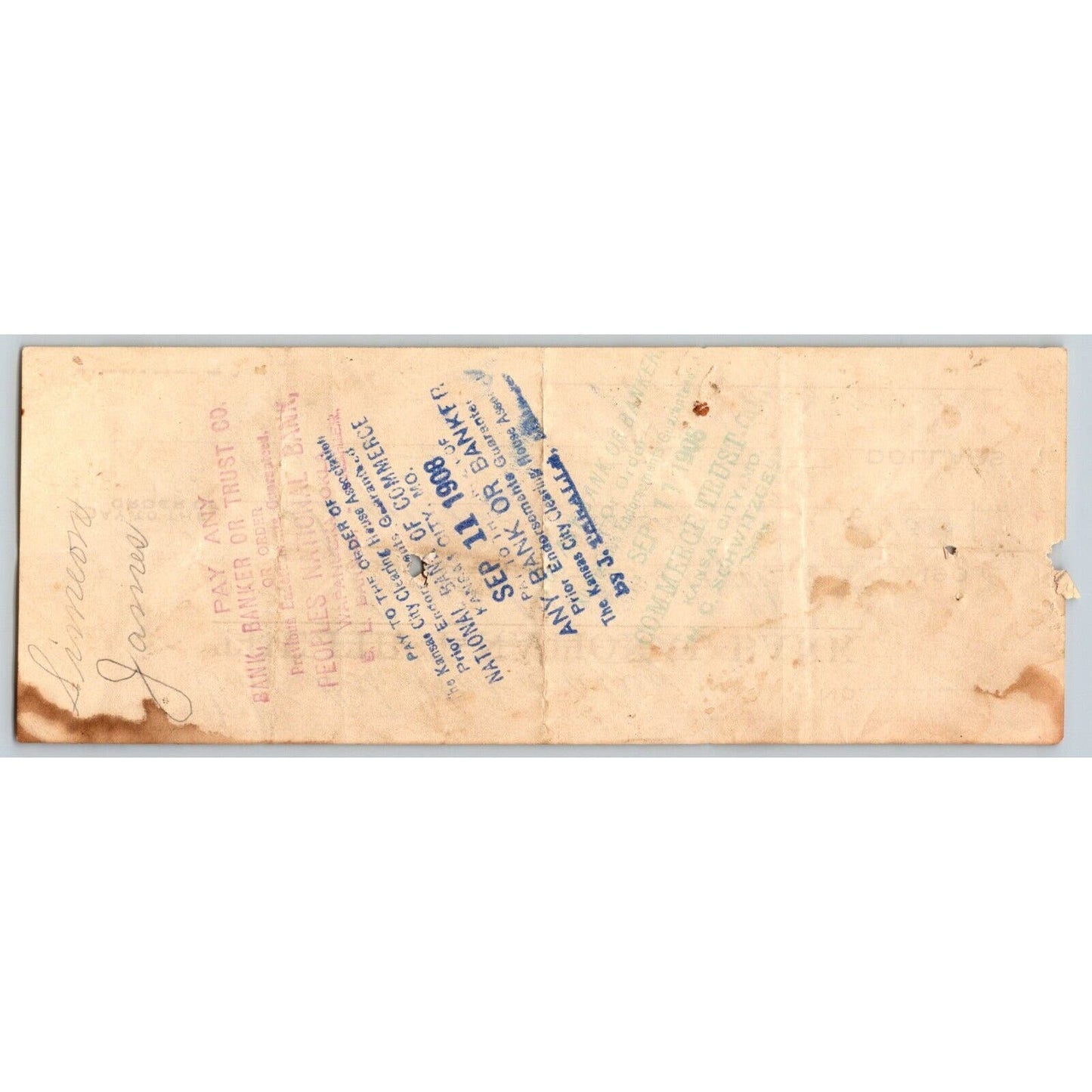 Olney / Coalgate FNB / Ash Flat Valley 1908 Bank Check "Walton James"