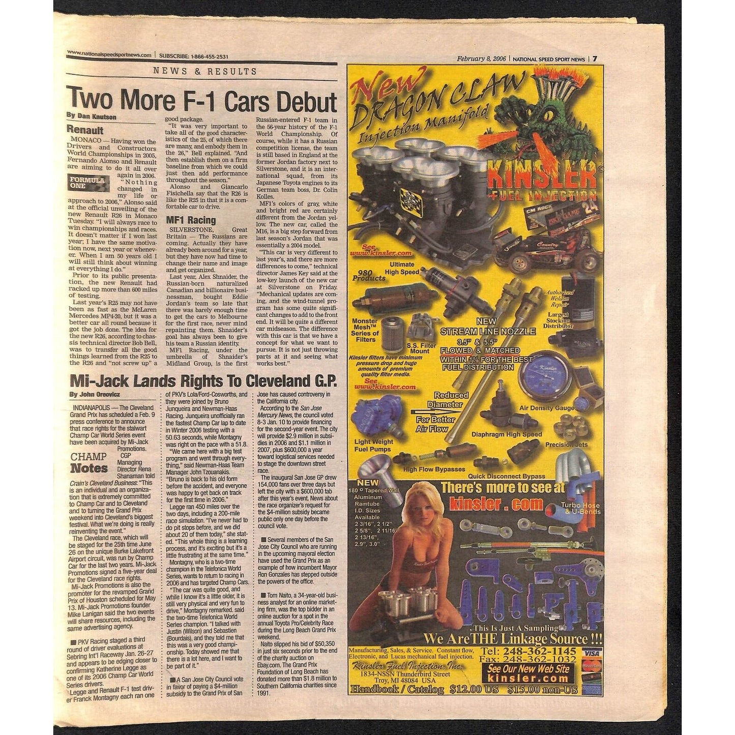 National Speed Sport News 2/8 2006 Cory Kruseman Cover Racing 27pp VGC