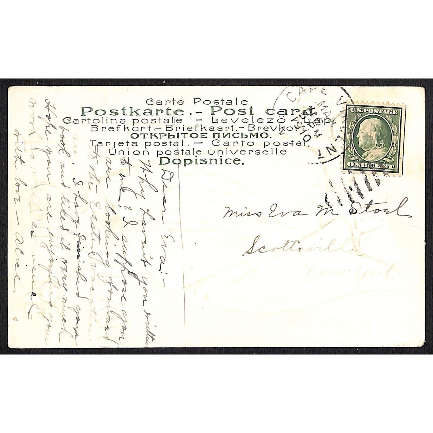 Irish Erin Go Bragh Harp Flag Clover / Cape Vincent 1910 Postcard PM