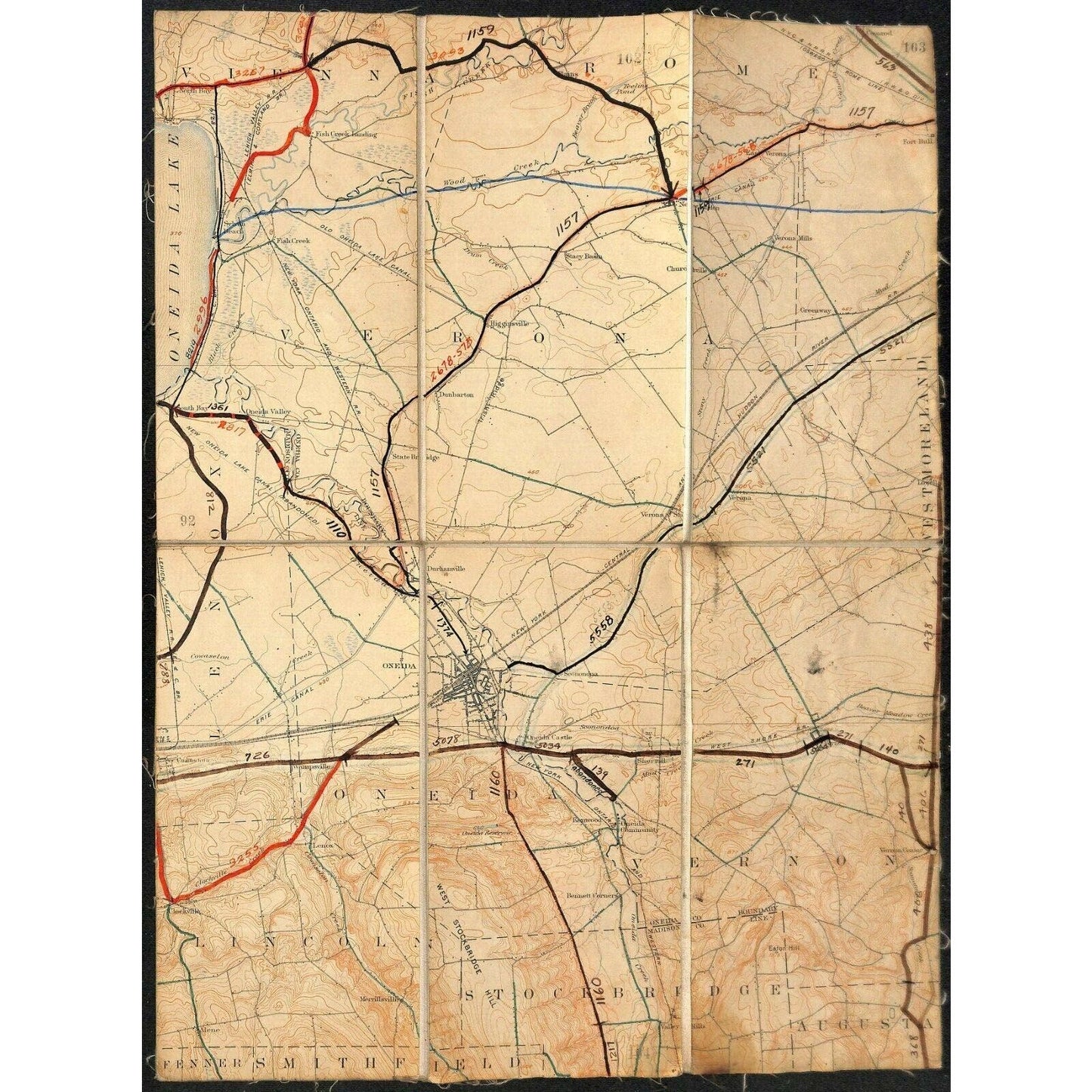 Vintage Official NY State Topographic Map Oneida Sylvan Beach Vernon Augusta