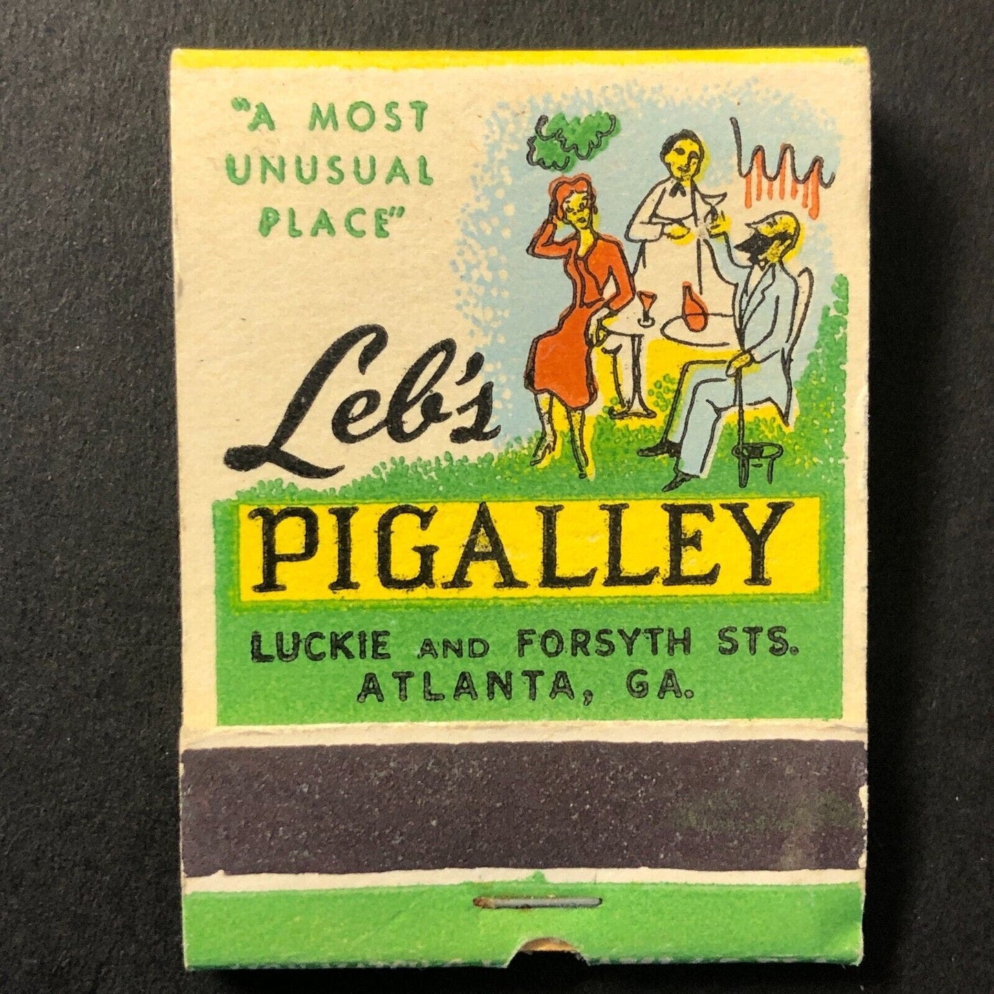 Leb's Pigalley Restaurant Atlanta, GA Full Matchbook Printed Sticks c1950's