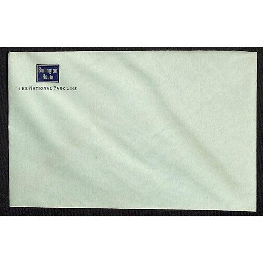 Burlington Route "The National Park Line" Railroad Stationary Envelope NOS