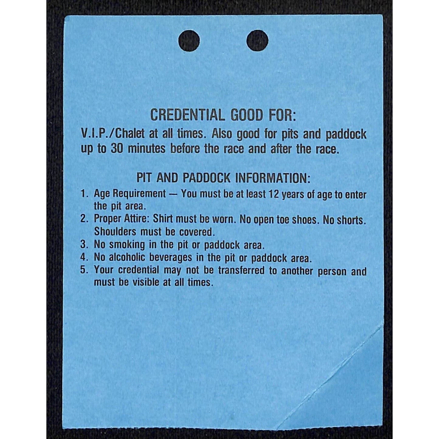 1989 Budweiser Cleveland CART Grand Prix VIP Chalet Parking Pass #097