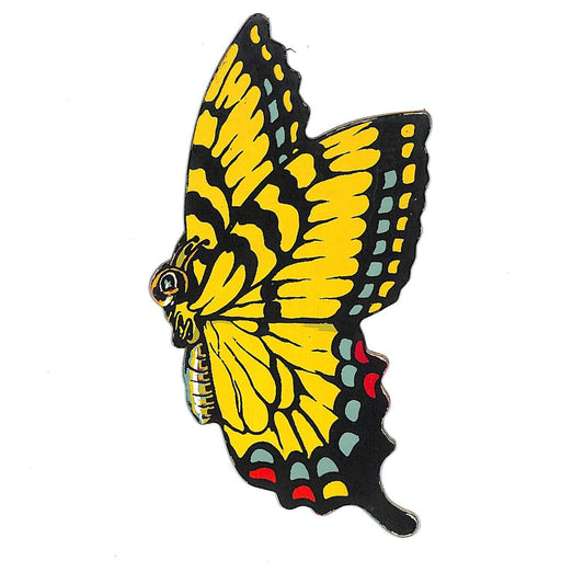 Yellow Butterfly Die Cut Ornament Stiff Cardboard Circa Early 1900's NOS VGC