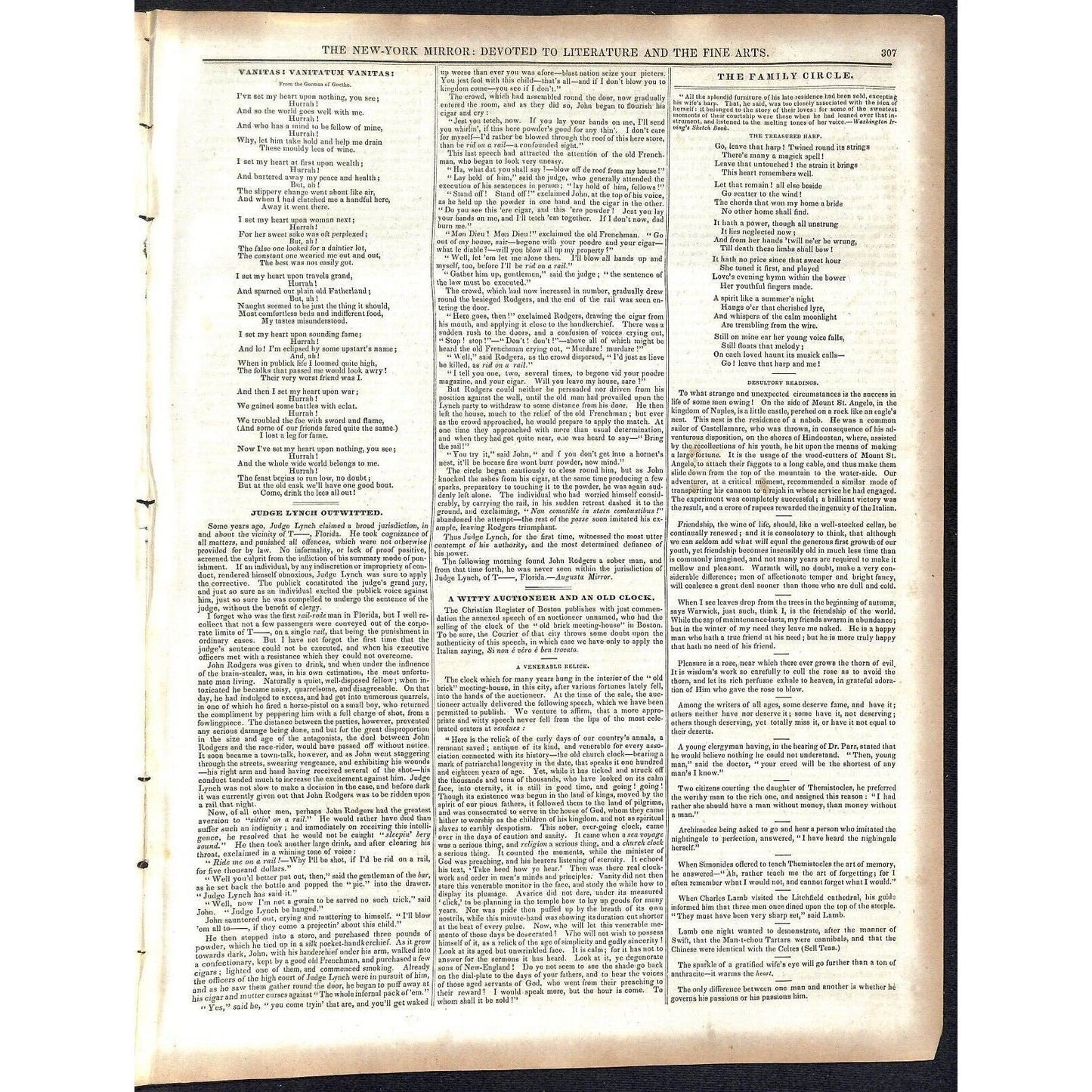 New-York Mirror Weekly Journal Literature Fine Arts Newspaper 3/23/1839