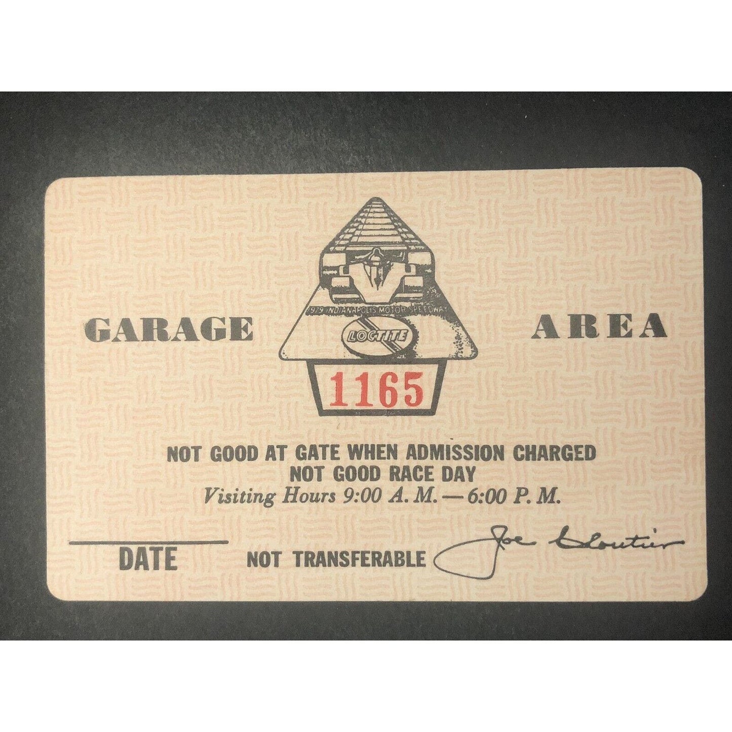 Indianapolis Motor Speedway IMS 1979 Garage Area Pass - Unused #1165
