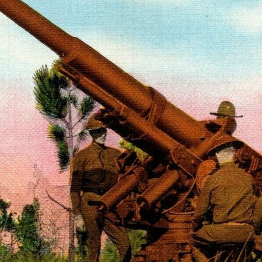 Vintage Postcard Anti-Aircraft Gun and Crew c1940's - UNP VGC