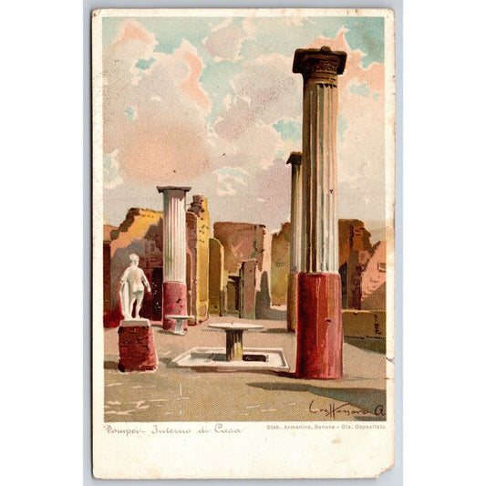 Italian Postcard Pompeii - Interior of Chusa c1901-1907 NP