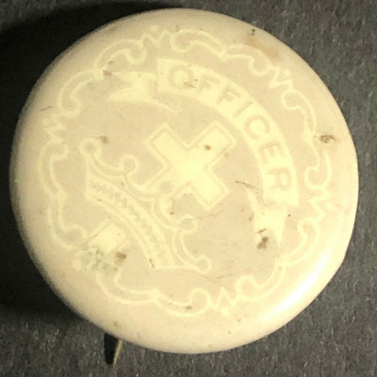 Little's System Cross and Crown Sunday School "Officer" Pin / Pinback 18mm