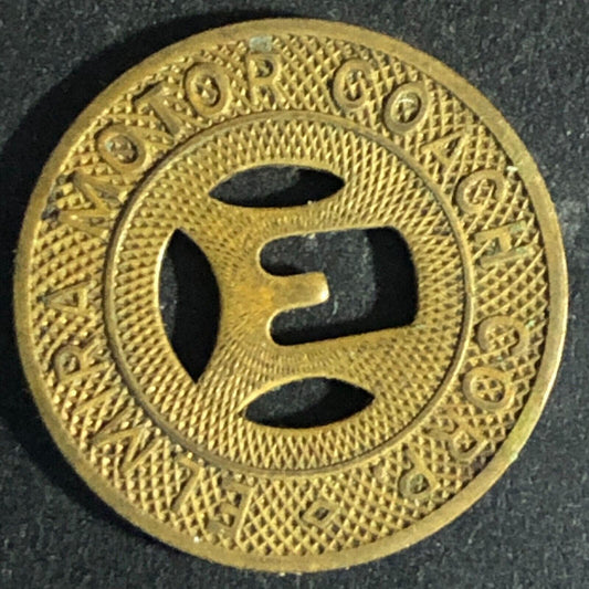 Elmira Motor Coach Corp (NY) Bronze G/F One School Fare Transit Token 20mm c1929