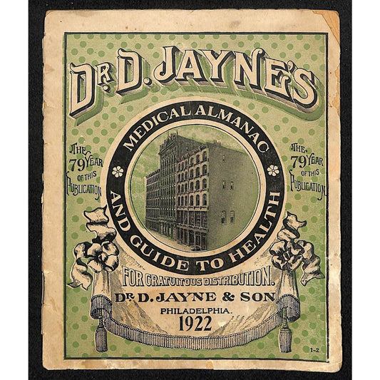 Dr. D. Jayne's Medical Almanac Calendar Philadelphia 1922 32pp