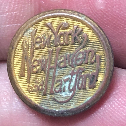 New York New Haven Hartford NH Railroad Brass Uniform Button 1/2" - Scovill