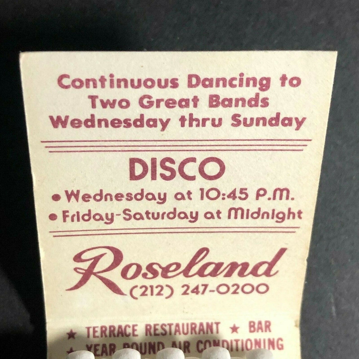 c1970's Very Scarce Full Matchbook Roseland Dancing Ballroom Disco NYC