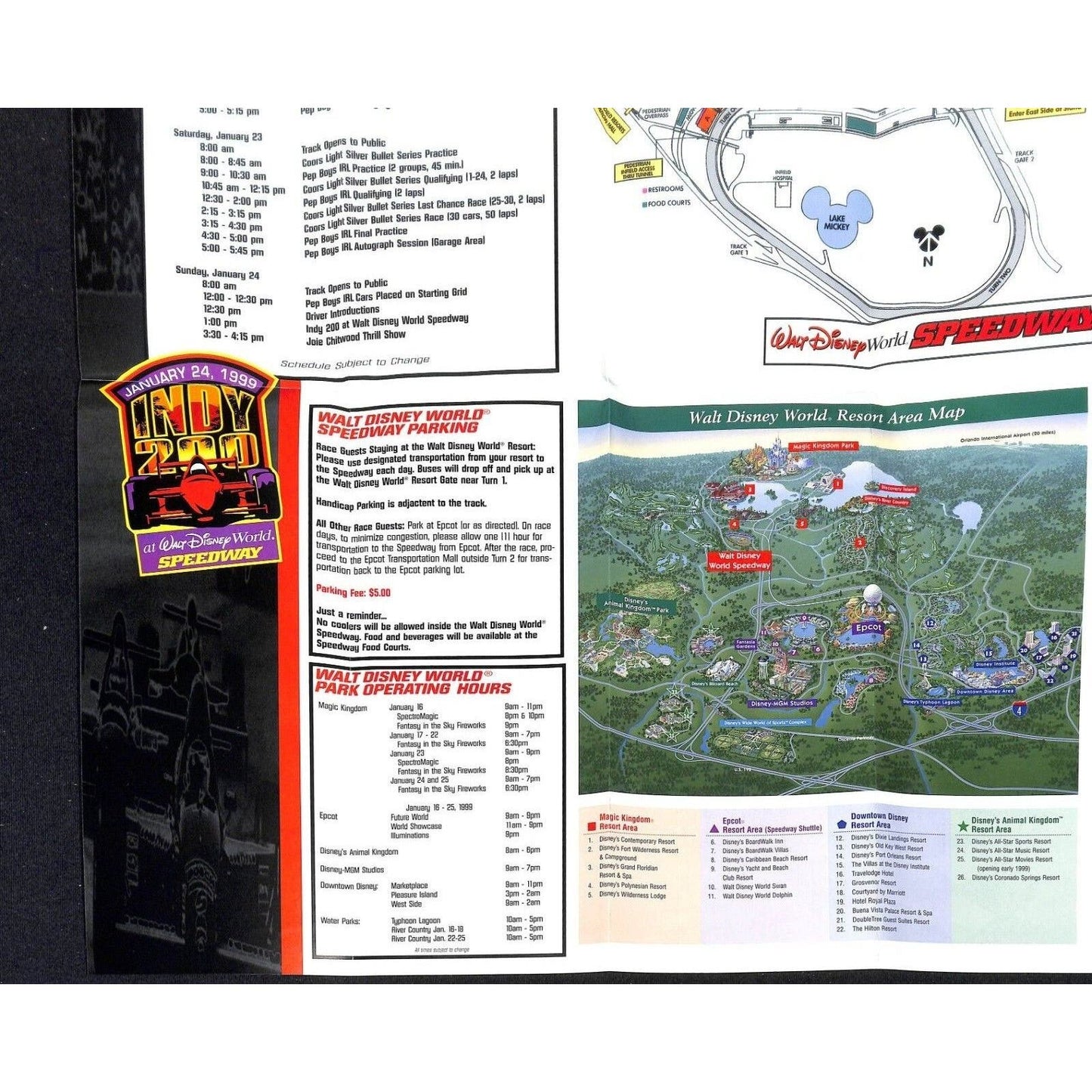 1999 Walt Disney World Speedway Indy 200 Spectator Guide VGC Scarce 500