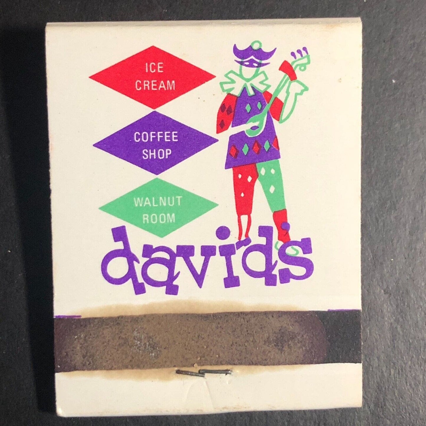 David's Restaurant Chicago Full Matchbook c1974-84 w/ Court Jester Scarce