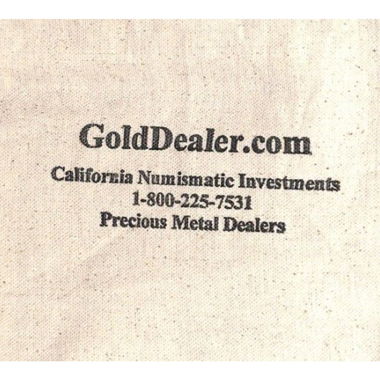 California Numismatic Investments GoldDealer.com Sturdy Cotton Coin Bag VGC