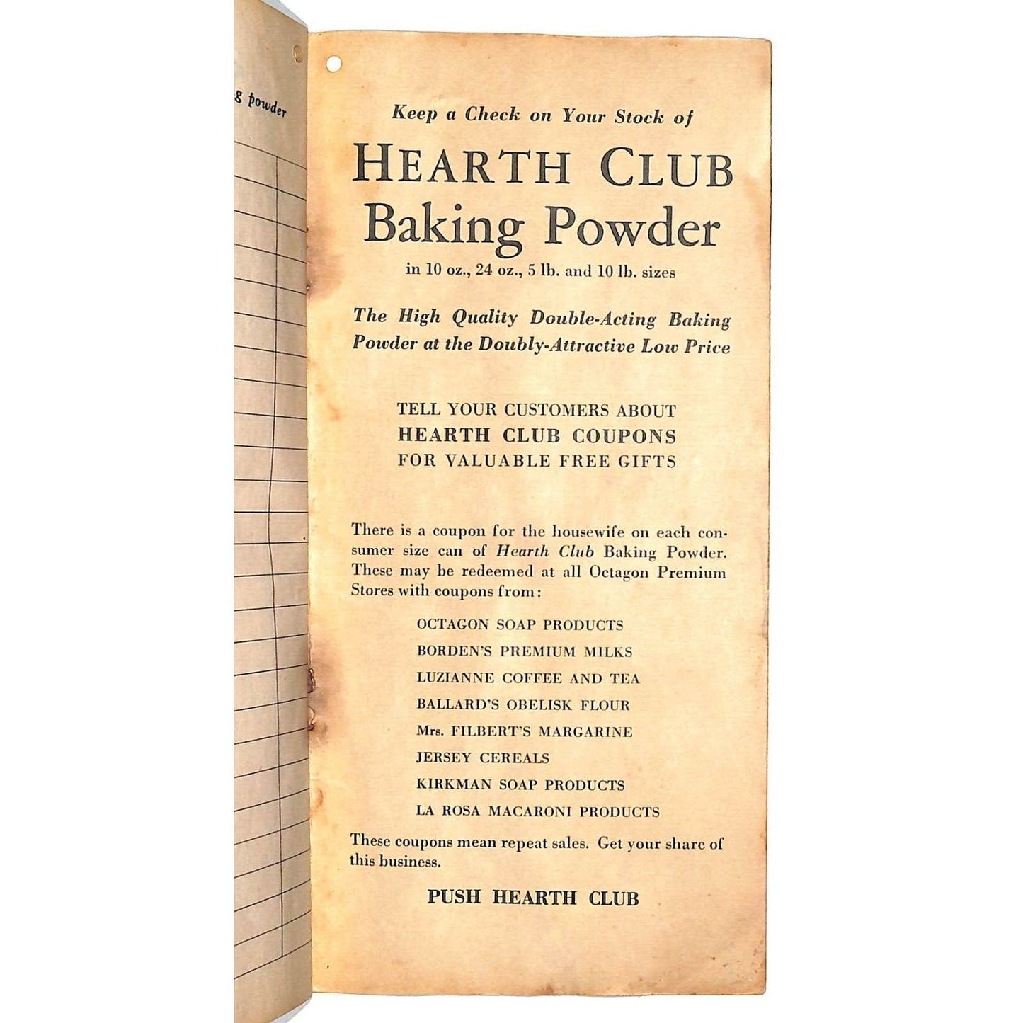 Hearth Club / Rumford Baking Powder / Noctil Dishwashing Notebook - c1944