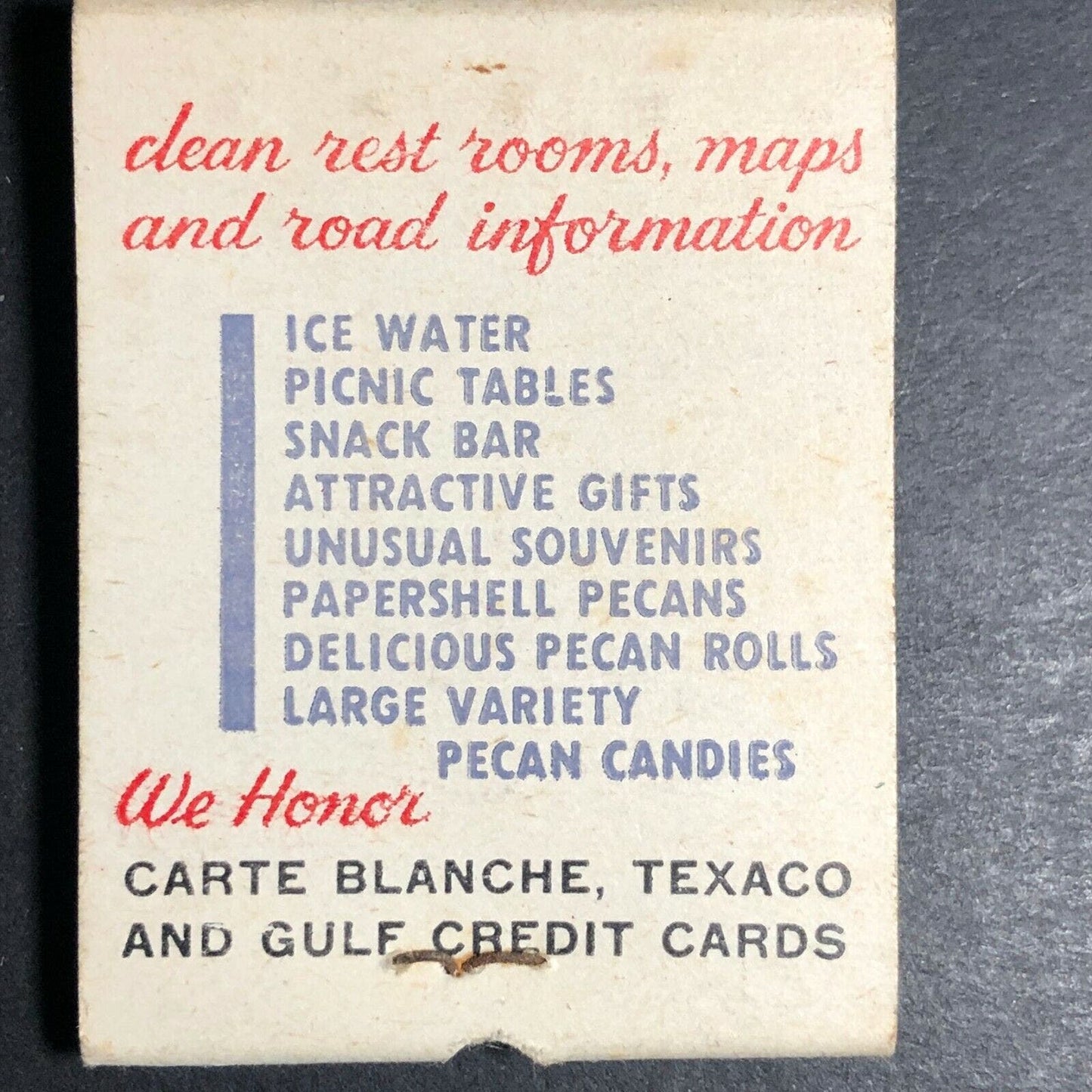 1960's Full Matchbook "Horne's Candy Shoppes" Pecan Rolls - Gifts - Ice Water