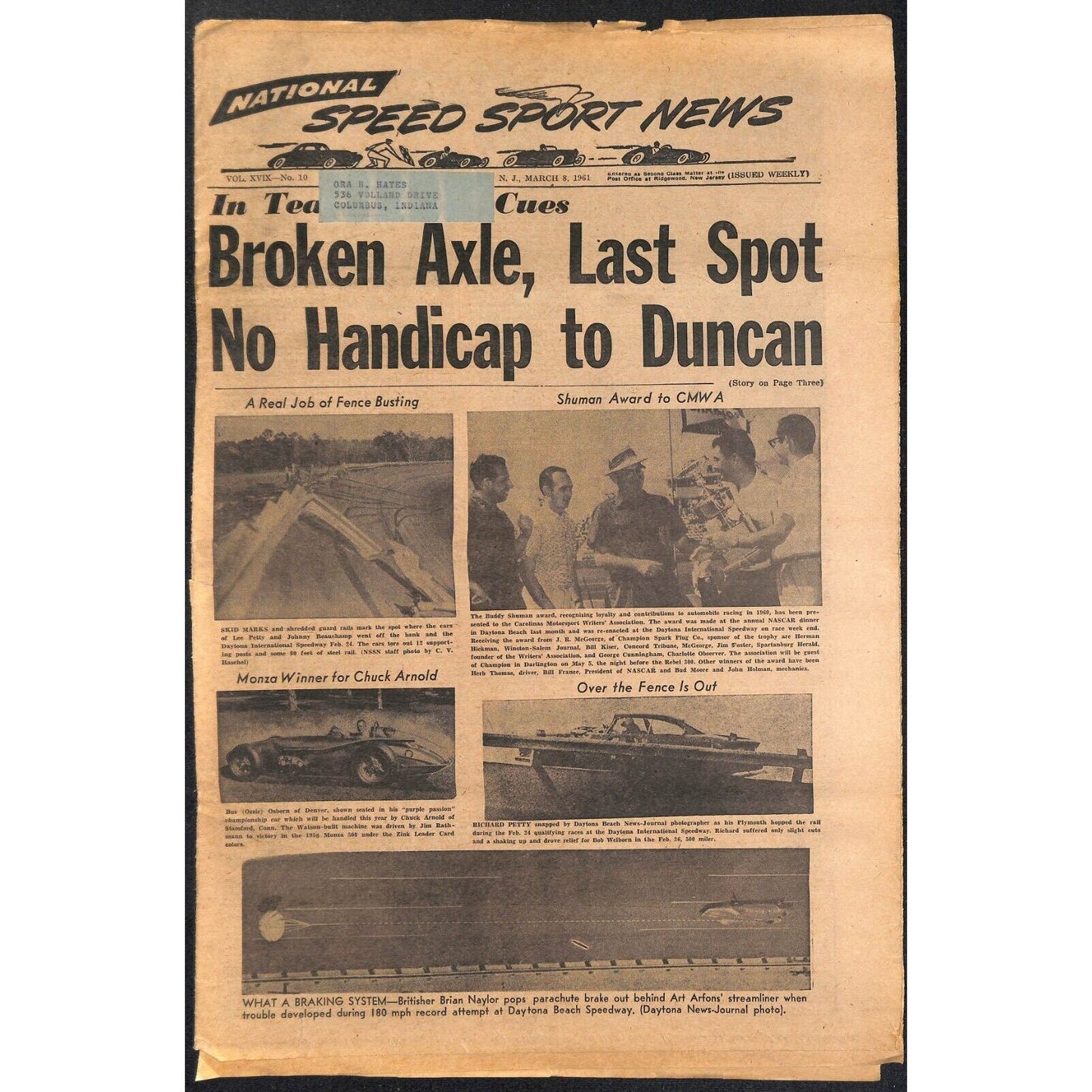 National Speed Sport News 3/8 1961 Duncan Wins Teaneck w Broken Axle Racing 11pp