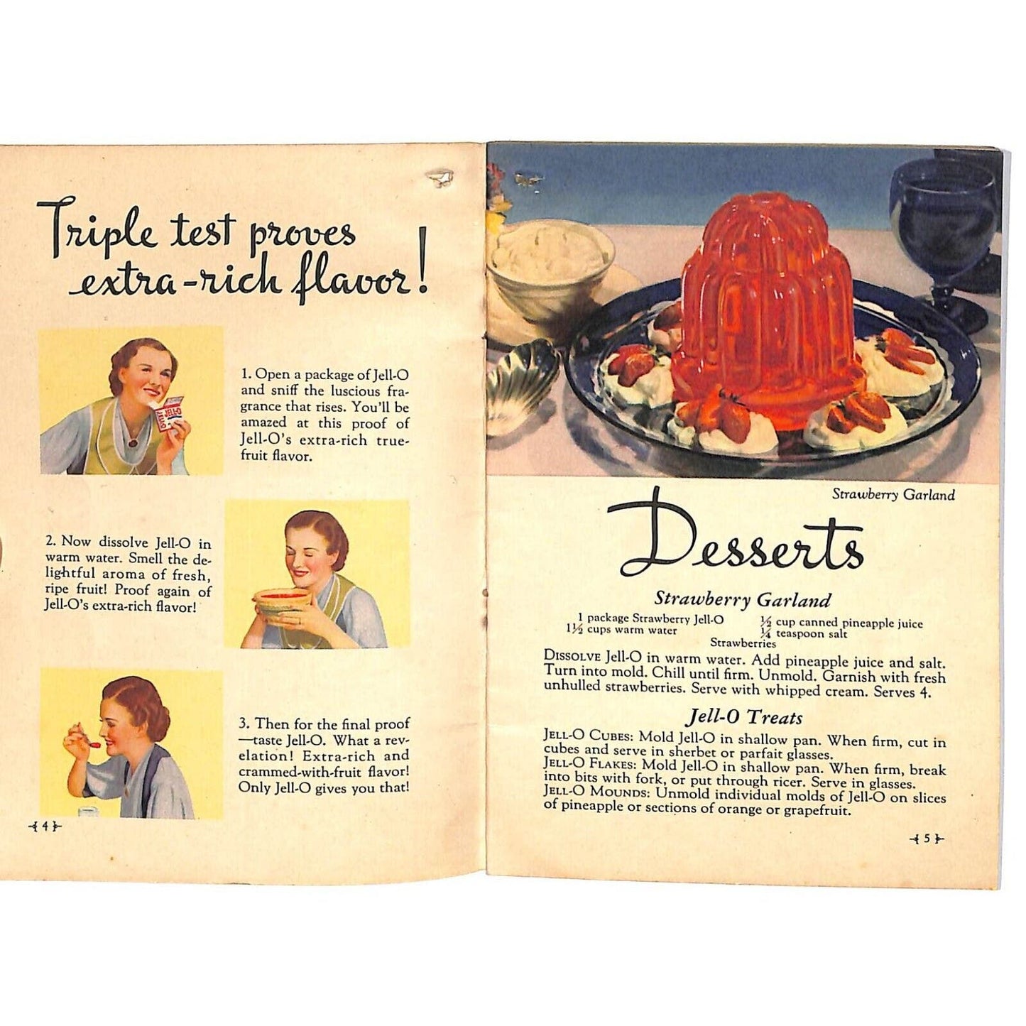 Jell-O Recipe Booklet "6 Delicious Flavors" c1934 23pp