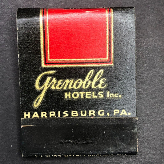 Harrisburg, PA Grenoble Hotels Full Matchbook c1940's VGC Scarce
