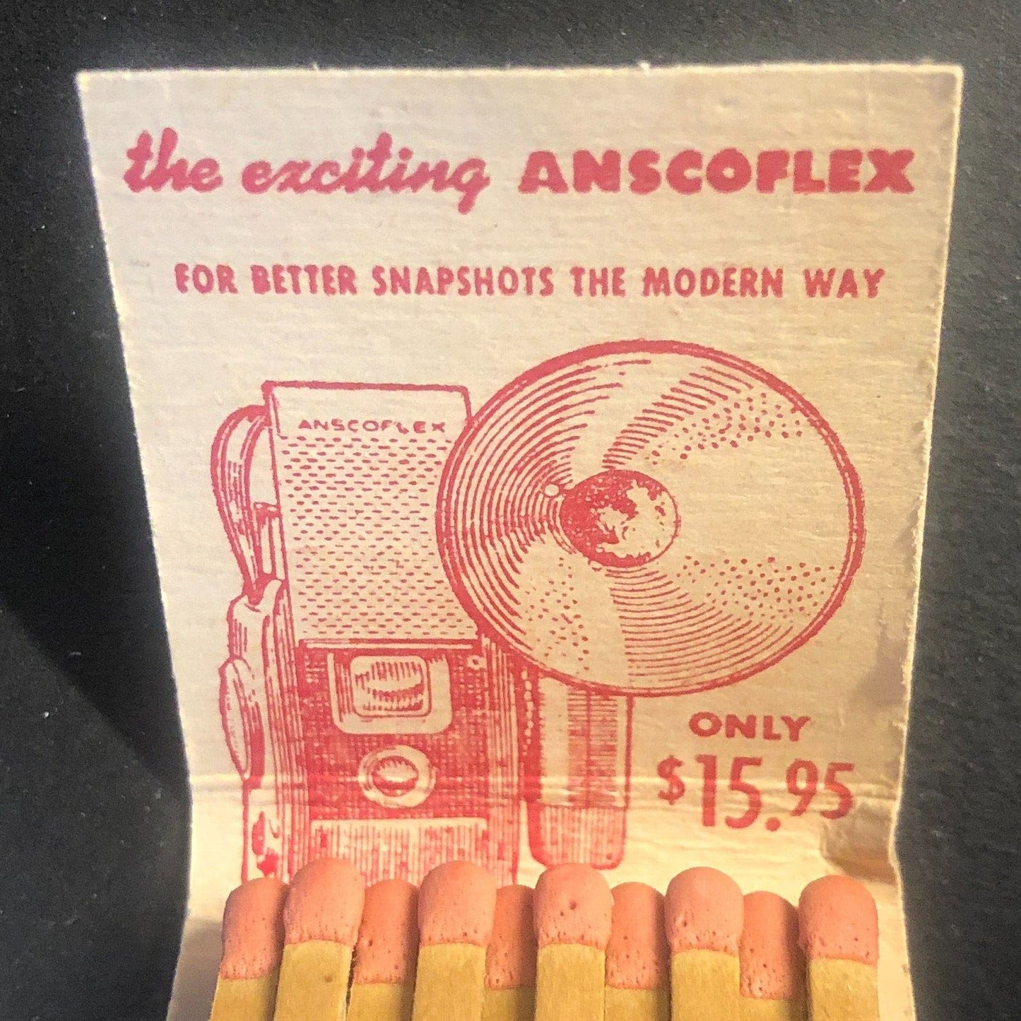 Ansco Film Cameras Anscoflex Vintage Full Matchbook c1955-60 Scarce VGC