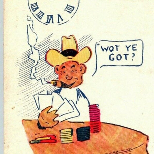 "Made a Late Call.." c1906 Undivided Comic Gambling / Poker Humor Postcard