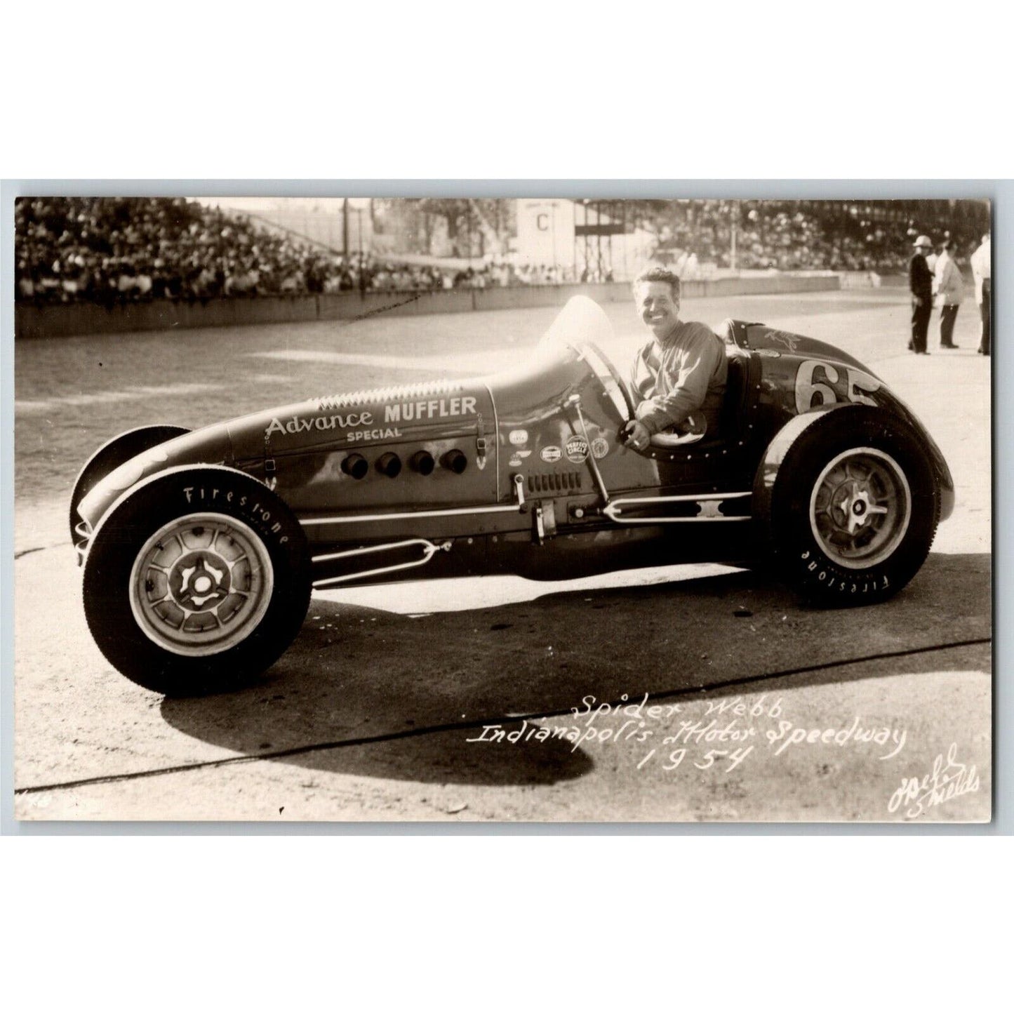 Indy 500 RPPC Postcard "1954 Spider Webb" Official Race Photo Unposted VGC
