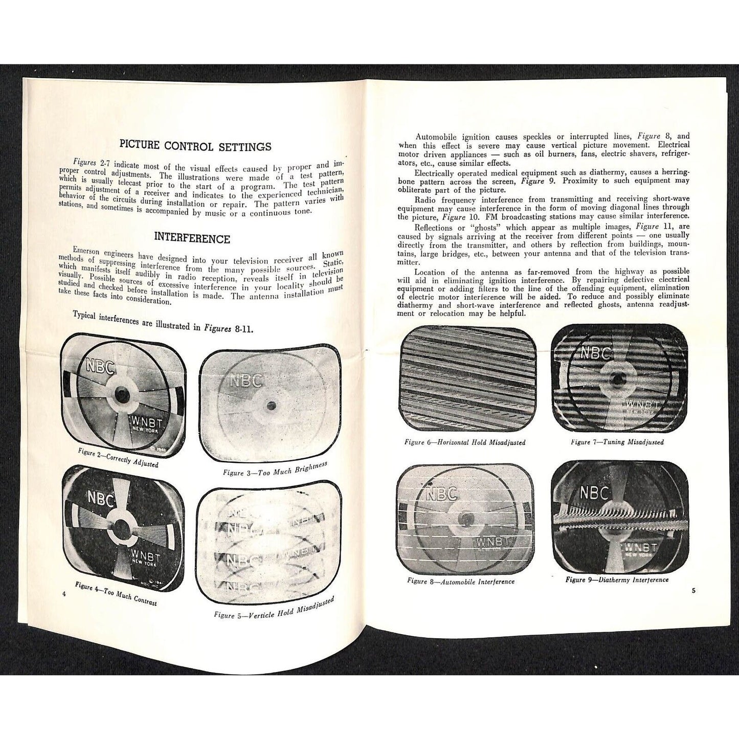 Emerson Television Operating Instruction Manual / Pamphlet c1950's? 7pp + Env.