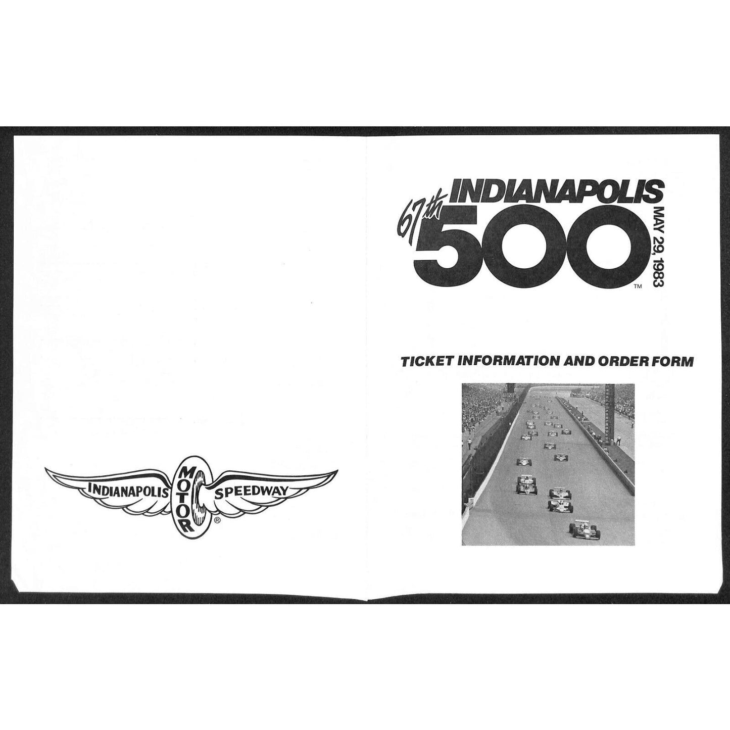 1983 Indy 500 Indianapolis Motor Speedway Ticket Info and Order Form Sheet
