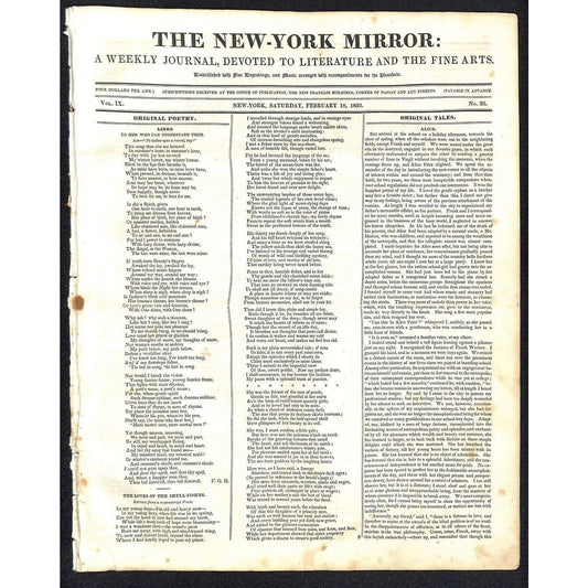 New-York Mirror Weekly Journal Literature Fine Arts Newspaper 2/18/32 8pp