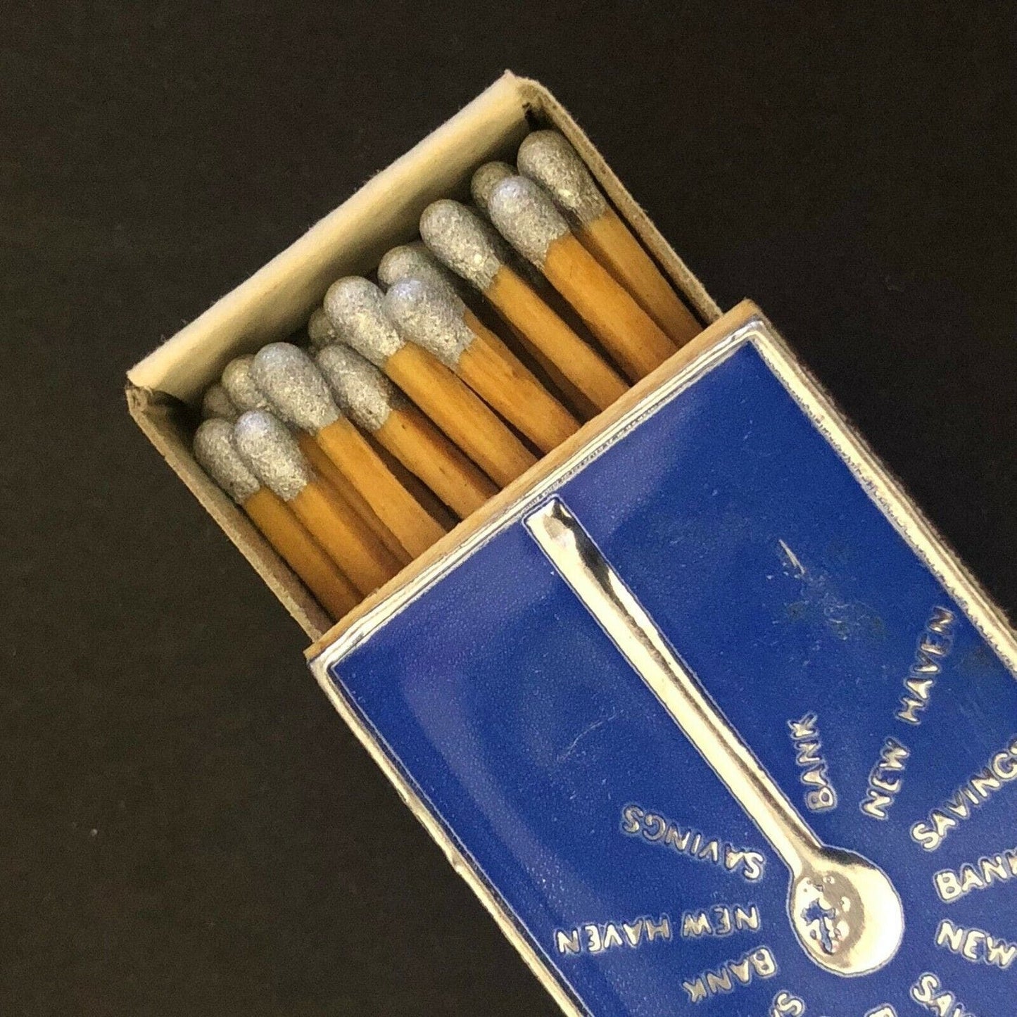 c1980's Foil Wooden Matchbox / Matchbook New Haven Savings Bank - Silver Tip
