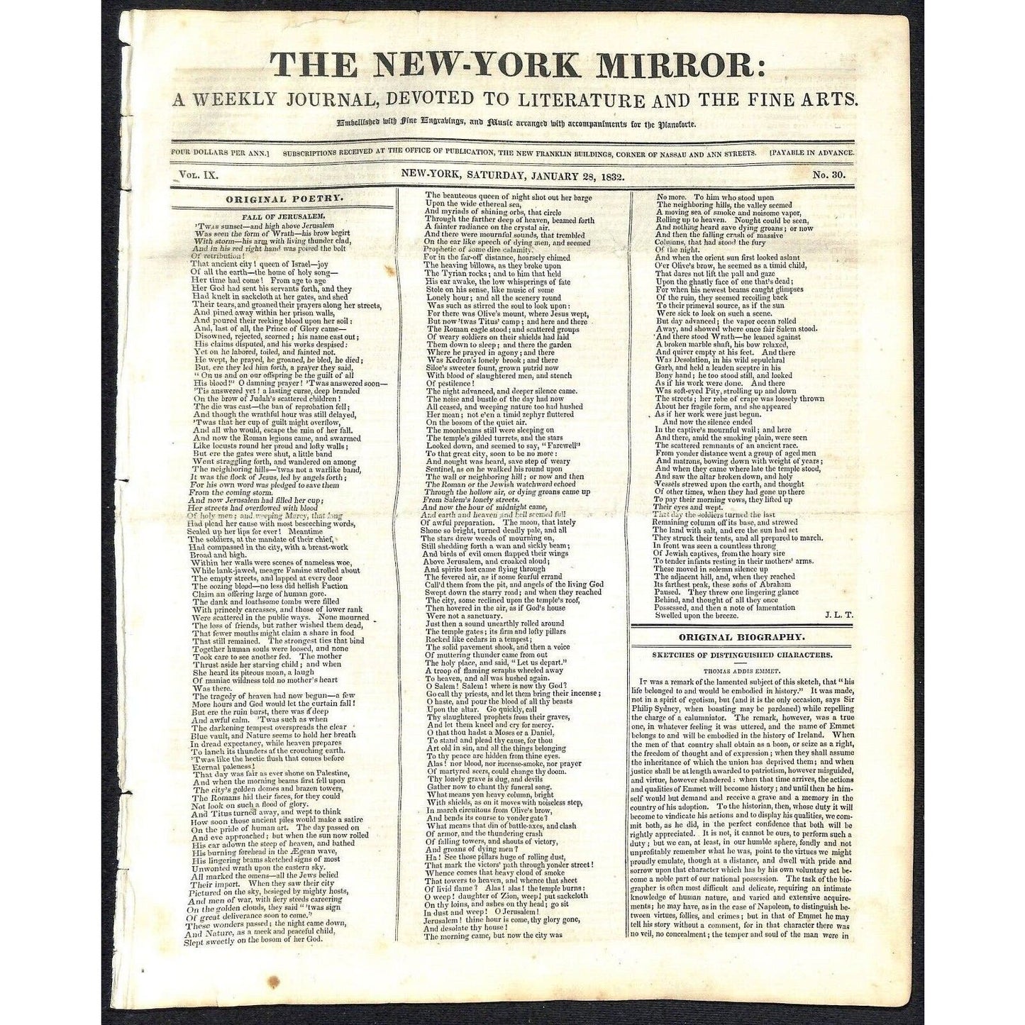 New-York Mirror Weekly Journal Literature Fine Arts Newspaper 1/28/32 8pp