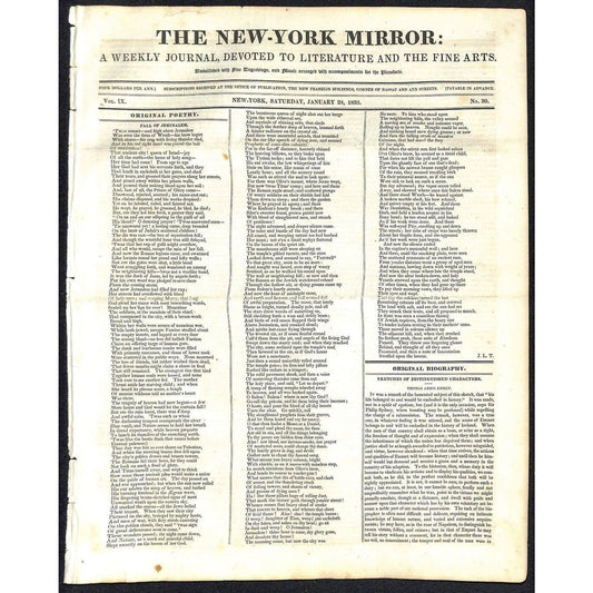 New-York Mirror Weekly Journal Literature Fine Arts Newspaper 1/28/32 8pp