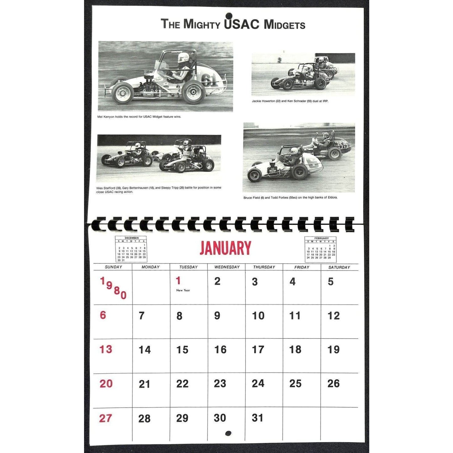 1980 USAC United States Auto Club Calendar - Unused VGC
